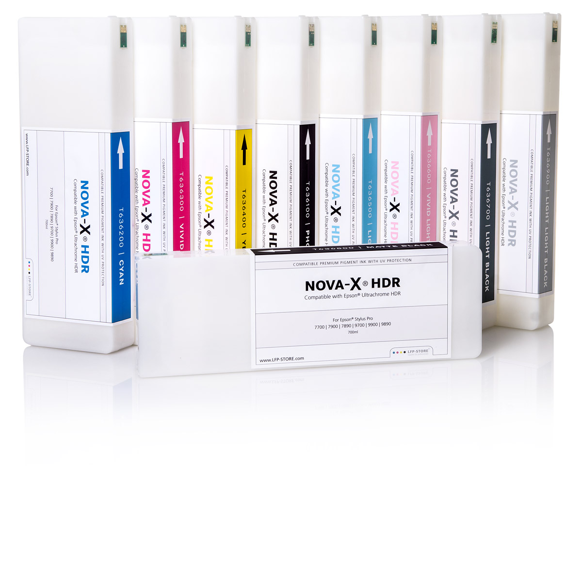 9x 700ml ink cartridge NOVA-X® HDR Tinte | compatible Epson Stylus Pro 7890 9890